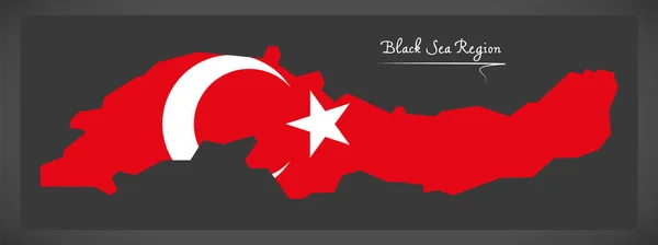 Mappa della regione del Mar Nero Turchia con la bandiera nazionale turca illustrat — Vettoriale Stock