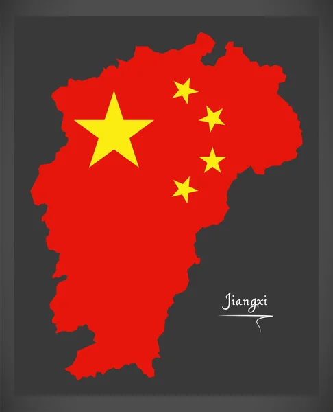 Jiangxi Chine carte avec l'illustration du drapeau national chinois — Image vectorielle