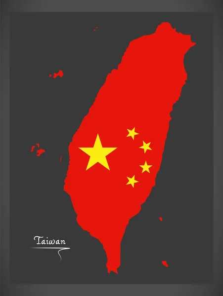 Carte de Taiwan Chine avec illustration du drapeau national chinois — Image vectorielle