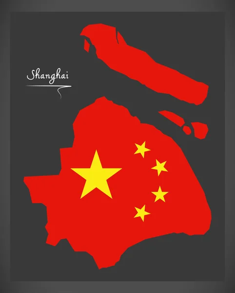 上海中国地图有中国国旗的插图 — 图库矢量图片