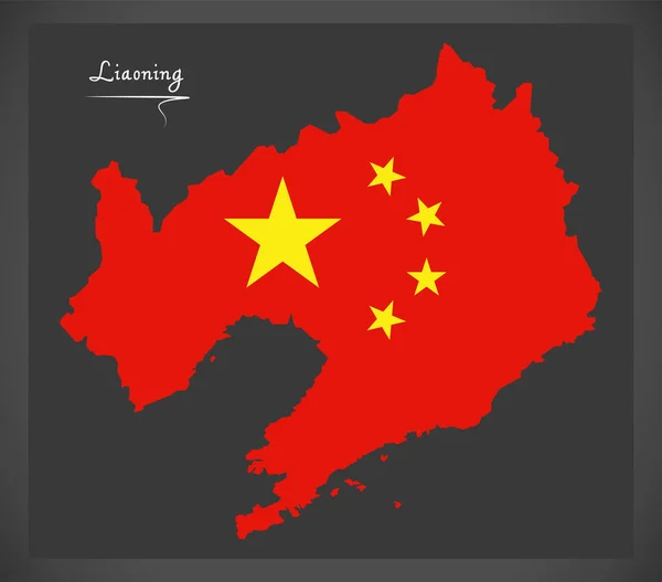 Carte Liaoning Chine avec illustration du drapeau national chinois — Image vectorielle