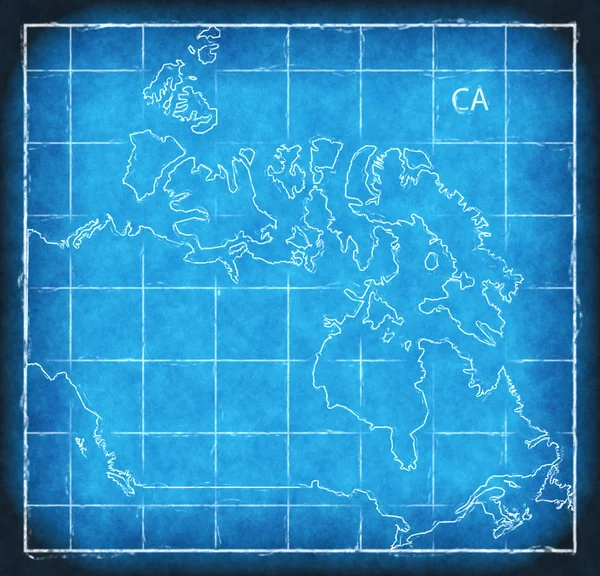 Canada mappa blu stampa illustrazione silhouette — Foto Stock