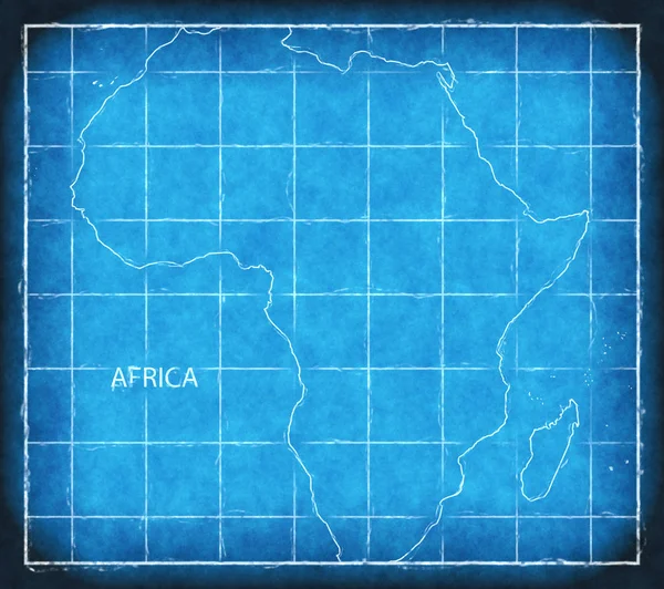 아프리카 지도 블루 인쇄 삽화 그림 실루엣 — 스톡 사진