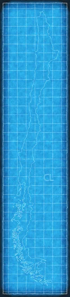 Chile map blue print artwork illustration silhouette