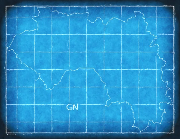 Guinea mapa modré Tisknout kresby ilustrace silhouette — Stock fotografie