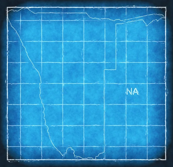 Namibië kaart blauwe print illustratie illustratie silhouet — Stockfoto