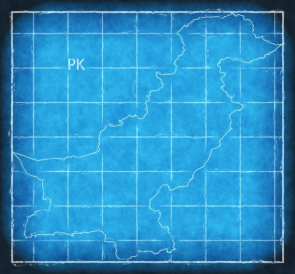 Pakistan kaart blauwe print illustratie illustratie silhouet — Stockfoto