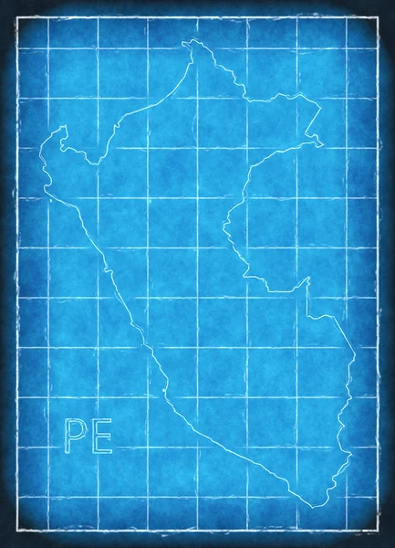 Перу карту синій друкувати ілюстрації ілюстрація силует — стокове фото
