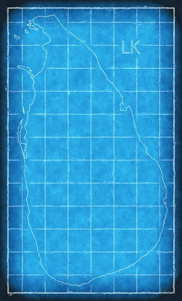 Srr Lanka map blue print artwork illustration silhouette — Stock Photo, Image