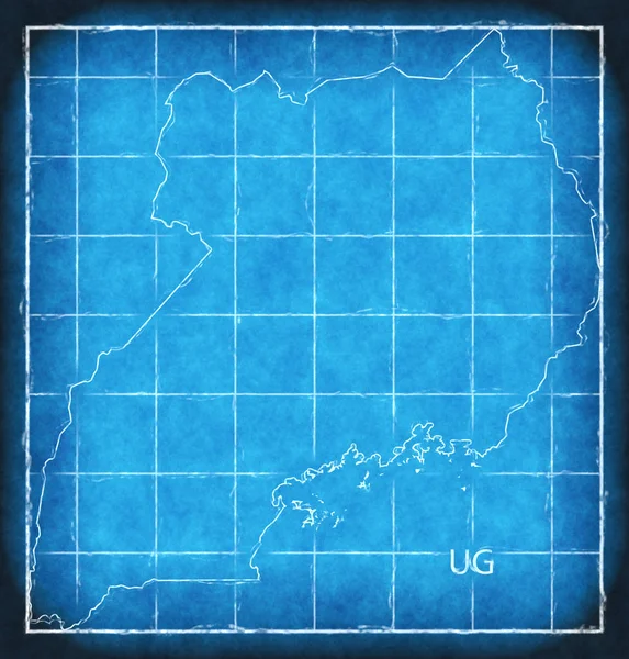 Силуэт иллюстраций на карте Уганды — стоковое фото