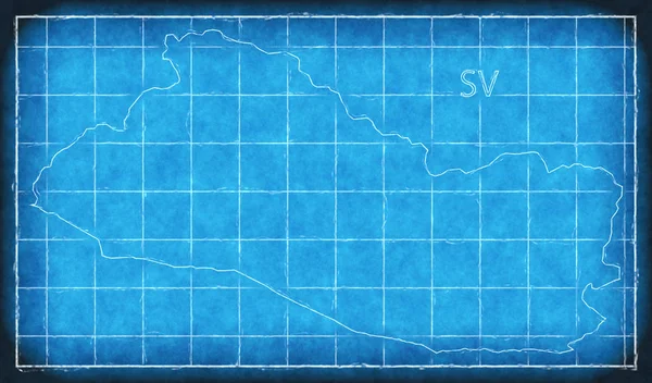 El Salvador mapa azul imprimir ilustraciones silueta — Foto de Stock