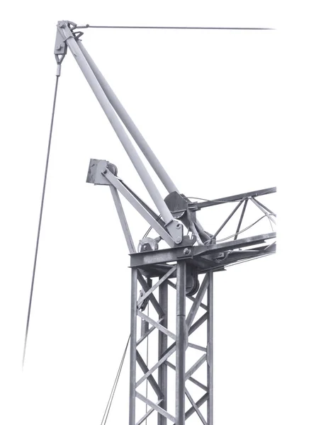 Upper crane details in black and white isolated on white backgro — Stock Photo, Image