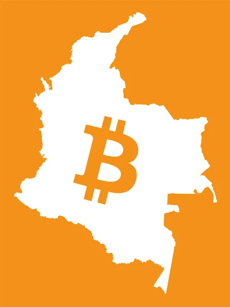 Mapa da Colômbia com ilustração de símbolo bitcoin — Fotografia de Stock