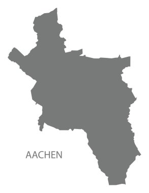 Aachen şehir harita gri illüstrasyon siluet şekli