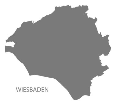 Wiesbaden şehir harita gri illüstrasyon siluet şekli