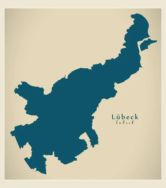 Mapa de la ciudad moderna - Luebeck ciudad de Alemania DE — Vector de stock