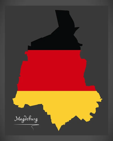 Magdeburg Karte mit Abbildung der deutschen Nationalflagge — Stockvektor