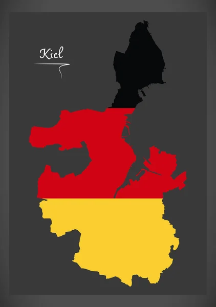 Kiel map with German national flag illustration — Stock Vector