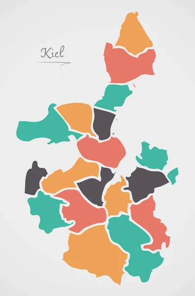 Kiel 地图与自治市镇和现代圆形状 — 图库矢量图片
