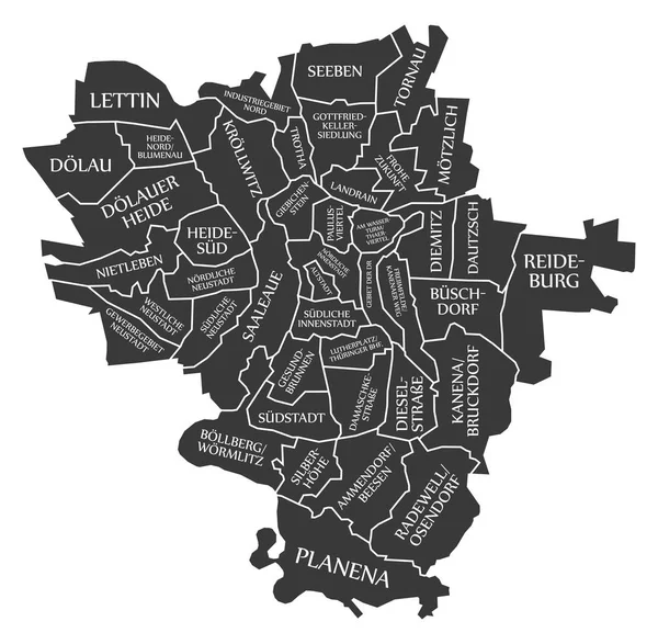 Halle city map Germany DE labelled black illustration — Stock Vector