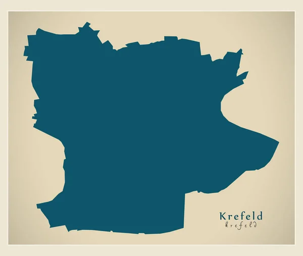 Mapa de la ciudad moderna - Krefeld ciudad de Alemania DE — Archivo Imágenes Vectoriales