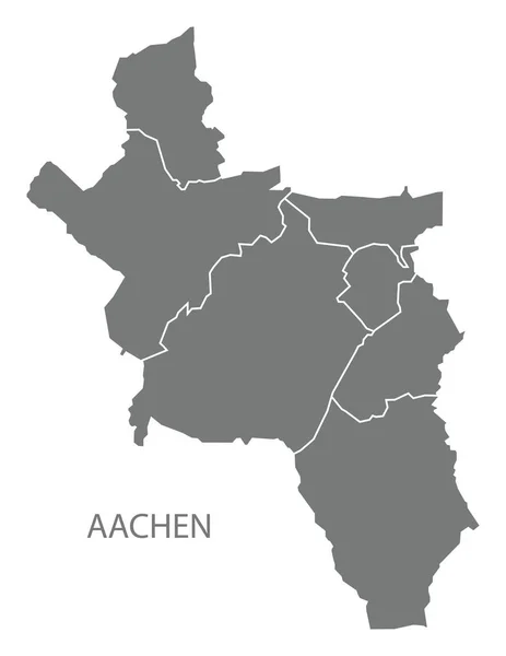 Plattegrond van de stad Aachen met boroughs grijs illustratie silhouet vorm — Stockvector