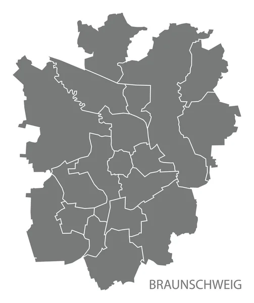 Mapa města Braunschweig s obcí šedý ilustrace silhouette — Stockový vektor