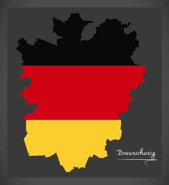 Braunschweig map with German national flag illustration — Stock Vector