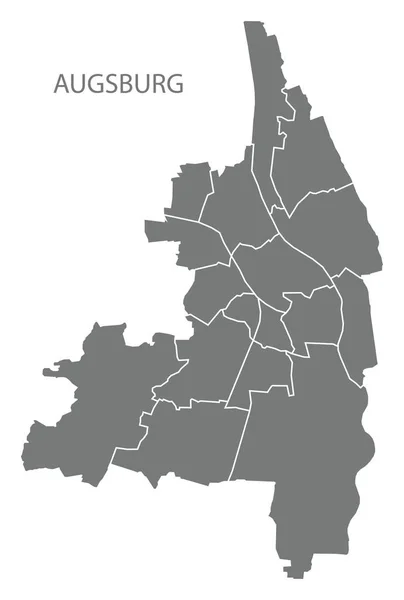 Mapa města Augsburg s obcí šedý obrázek silueta sha — Stockový vektor