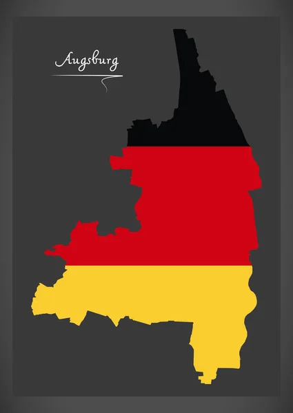 Mapa miasta Augsburg z niemiecka flaga ilustracja — Wektor stockowy