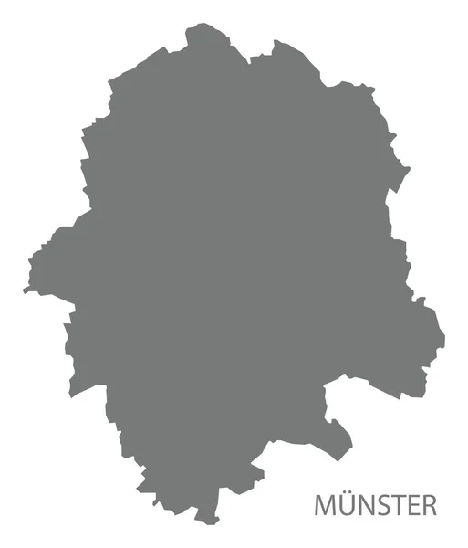 Munster mapa da cidade forma silhueta ilustração cinza —  Vetores de Stock