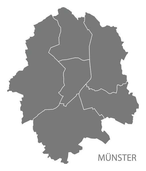 Mapa de Munster con condados gris ilustración silueta shap — Vector de stock
