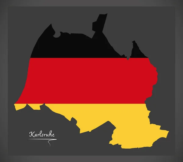 Mapa de Karlsruhe com ilustração da bandeira nacional alemã —  Vetores de Stock
