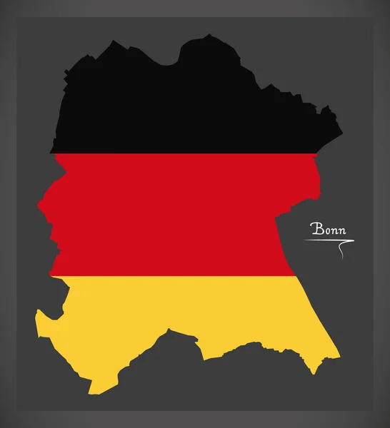 Bonn map with German national flag illustration — Stock Vector