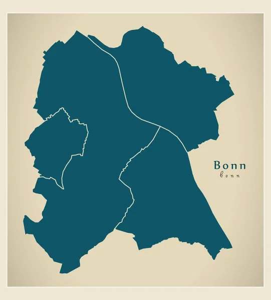 Mapa de la ciudad moderna - Bonn ciudad de Alemania con municipios DE — Vector de stock