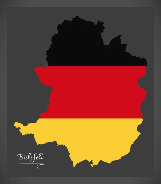 Bielefeld map mit Abbildung der deutschen Nationalflagge — Stockvektor