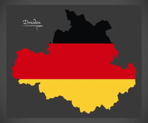 Drezno mapa z niemiecka flaga ilustracja — Wektor stockowy