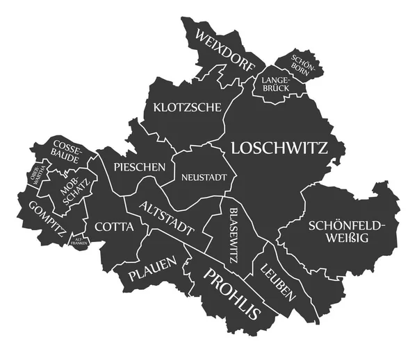 Дрезден на мапі Німеччина De маркується чорний ілюстрація — стоковий вектор