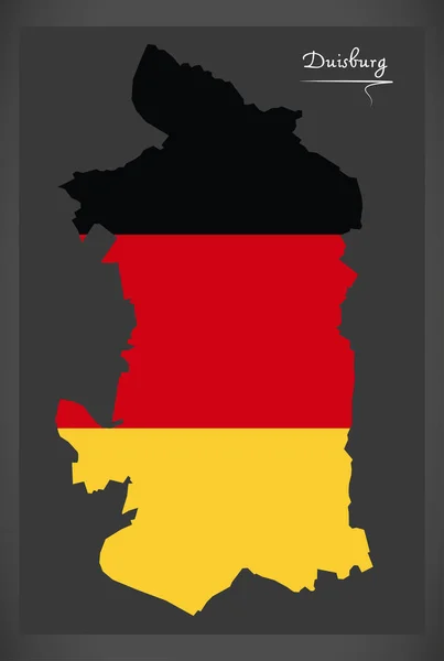 Duisburg karte mit abbildung der deutschen nationalflagge — Stockvektor