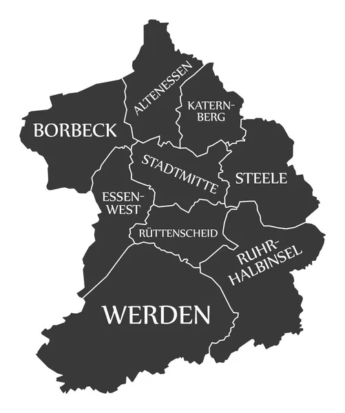 Essen mapa da cidade Alemanha DE rotulado ilustração preta —  Vetores de Stock