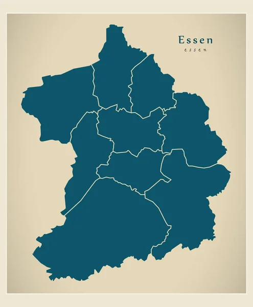Mapa de la ciudad moderna - Essen ciudad de Alemania con municipios DE — Archivo Imágenes Vectoriales