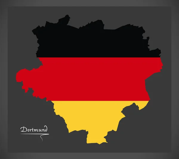 Dortmund mapę z niemiecka flaga ilustracja — Wektor stockowy
