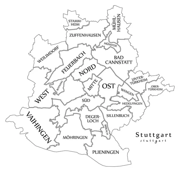 Moderní City mapa - Stuttgart city Německo s obcí a ti — Stockový vektor