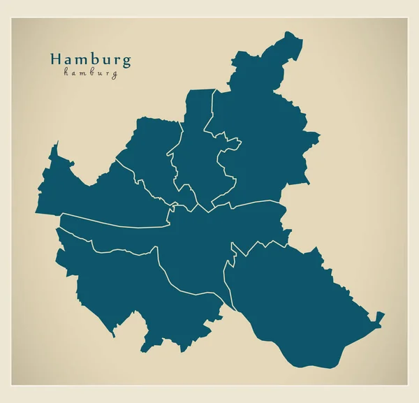 Plattegrond van de moderne stad - Hamburg city van Duitsland met De boroughs — Stockvector