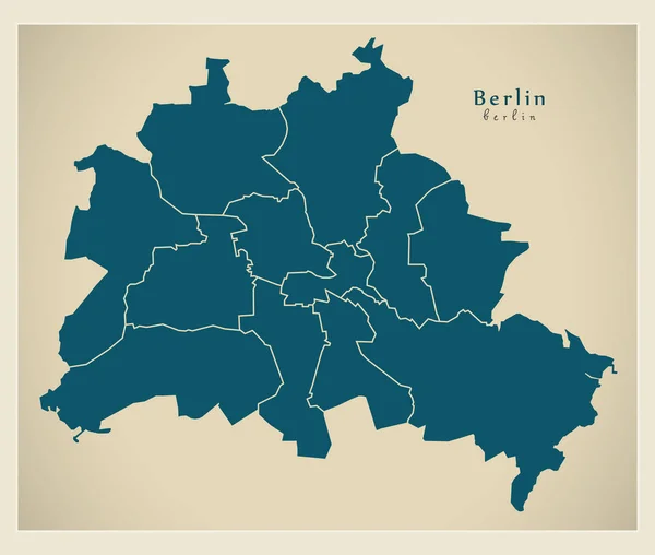 Modern şehir haritası - Almanya Berlin şehir kasaba De ile — Stok Vektör