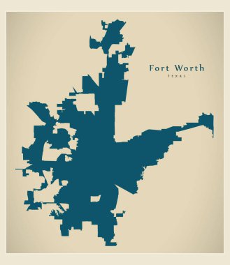 Modern harita - Fort Worth Texas city ABD