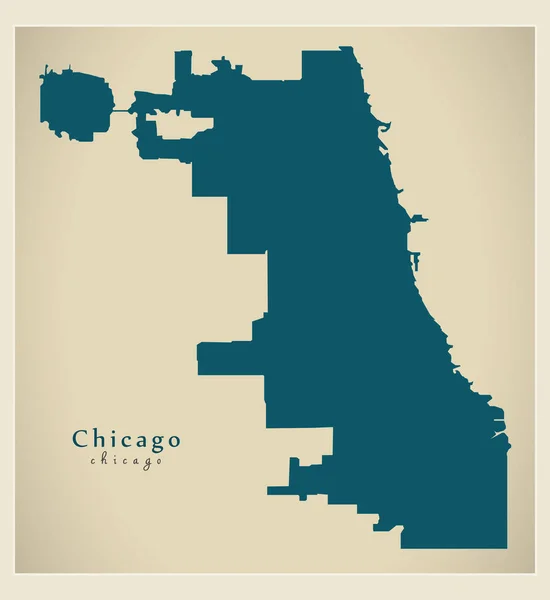 Mappa moderna - Chicago città degli Stati Uniti — Vettoriale Stock