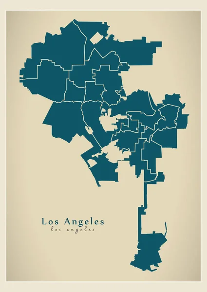 现代城市地图-美国的洛杉矶城市与自治市镇 — 图库矢量图片