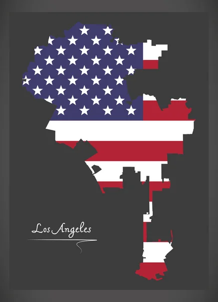 Los angeles Karte mit Abbildung der amerikanischen Nationalflagge — Stockvektor