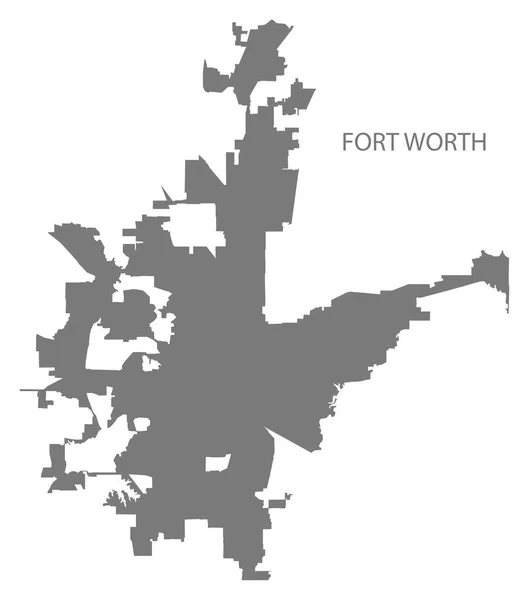 Fort Worth Texas város szürke illusztráció silhouette térképalakzat — Stock Vector